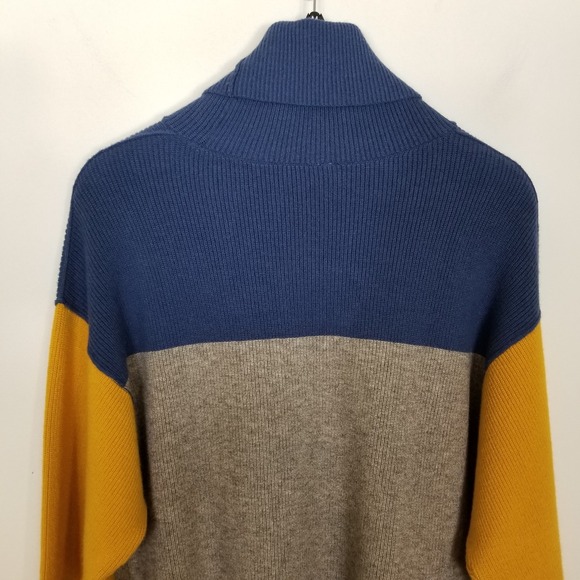 Free People Women Softly‎ Structured Color Block Sweater Sz S Blue Gray Yellow - Picture 6 of 9